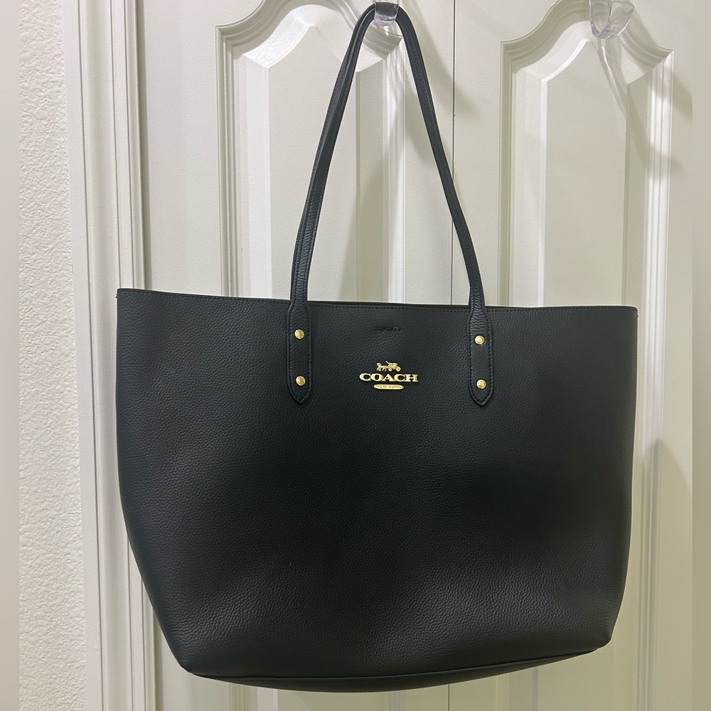 Coach Black Leather Structured Tote